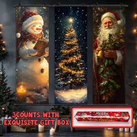 圣诞节挂画家居装饰圣诞树雪人圣诞老人图片印刷油画布海报墙艺术