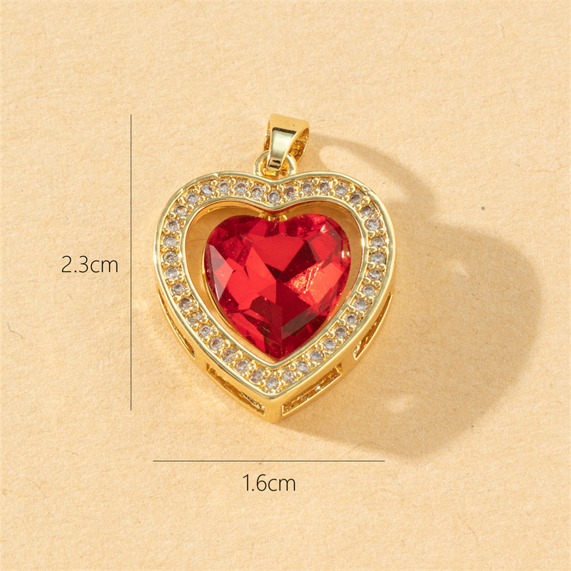 1 Piece Copper Zircon Heart Shape Pendant display picture 1