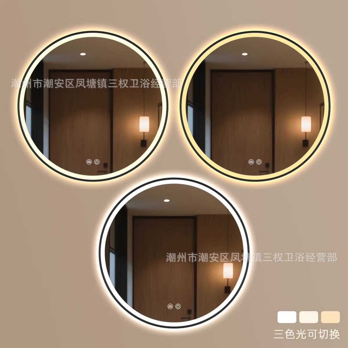 Espejo de baño inteligente redondo, espejo de pared inteligente con marco, espejo de maquillaje con lámpara de baño LED