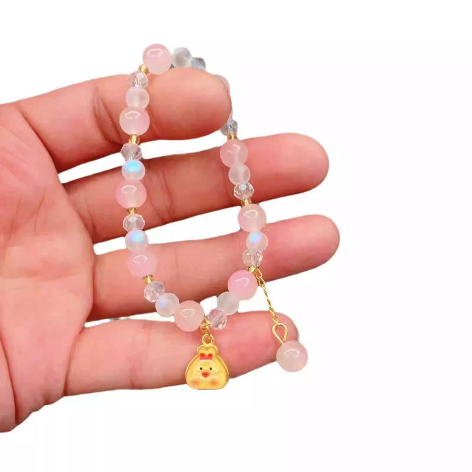 Cartoon two-color crystal bracelet, cute accessory, gradient