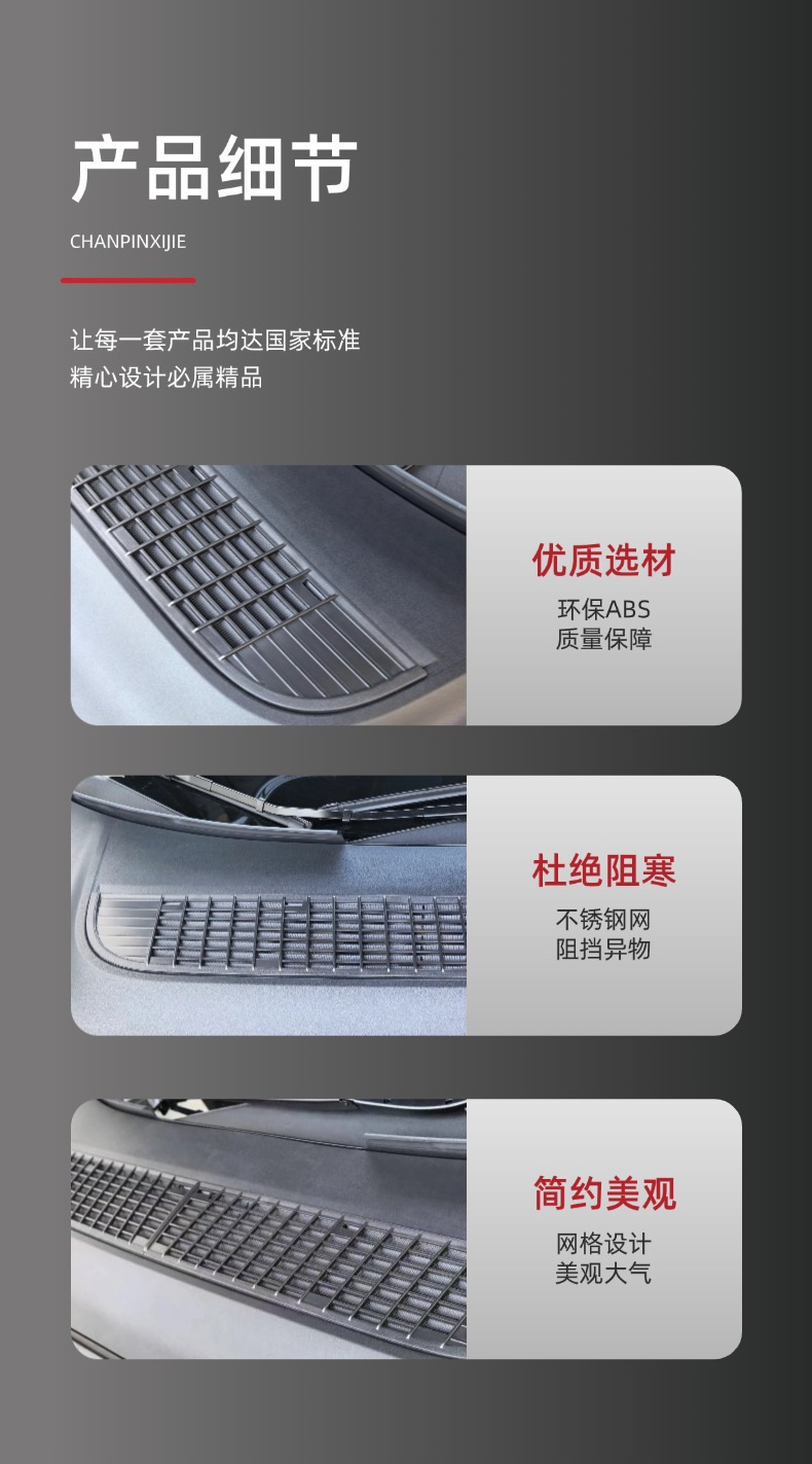 Suitable for Tesla Model Y/Yl Air Conditioning Inlet Protection Cover, Anti-Dirt Net, Air Conditioning Inlet Insect-Proof Net