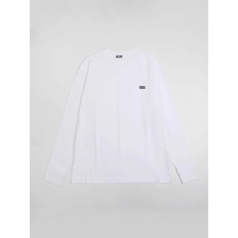 KITH FW24 Long Sleeve LAX: Classic short-lettered, flocked logo, round-neck sweatshirt, long-sleeve T-shirt KITH FW24 Long Sleeve LAX: Classic short-lettered, flocked logo, round-neck sweatshirt, long-sleeve T-shirt