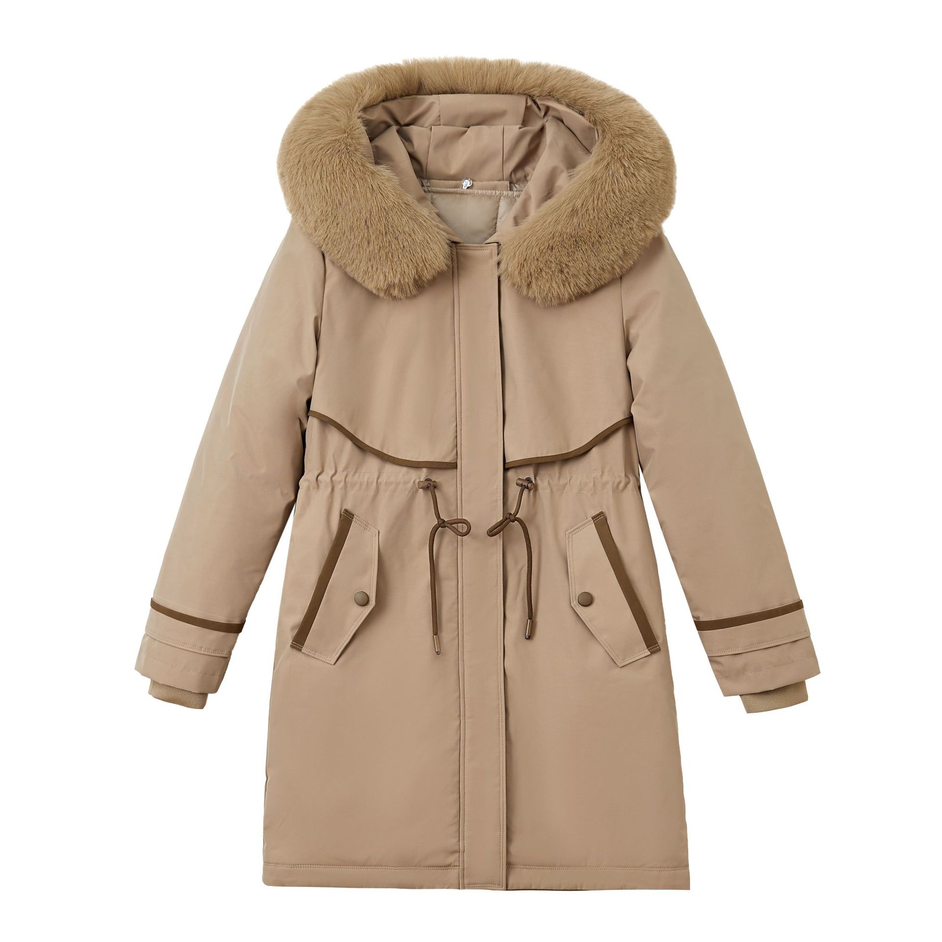 Abbigliamento da donna, giacca in cotone di media lunghezza, parka da indossare due volte, giacca invernale in cotone per donna con fodera staccabile e cappuccio, giacca calda in cotone_voghion.com