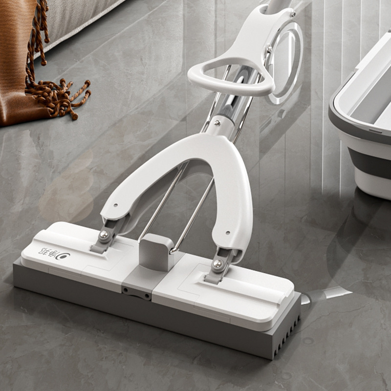 Hands-Free Household Dual-Use Sponge Mop with Absorbent Head for Wet and Dry Cleaning