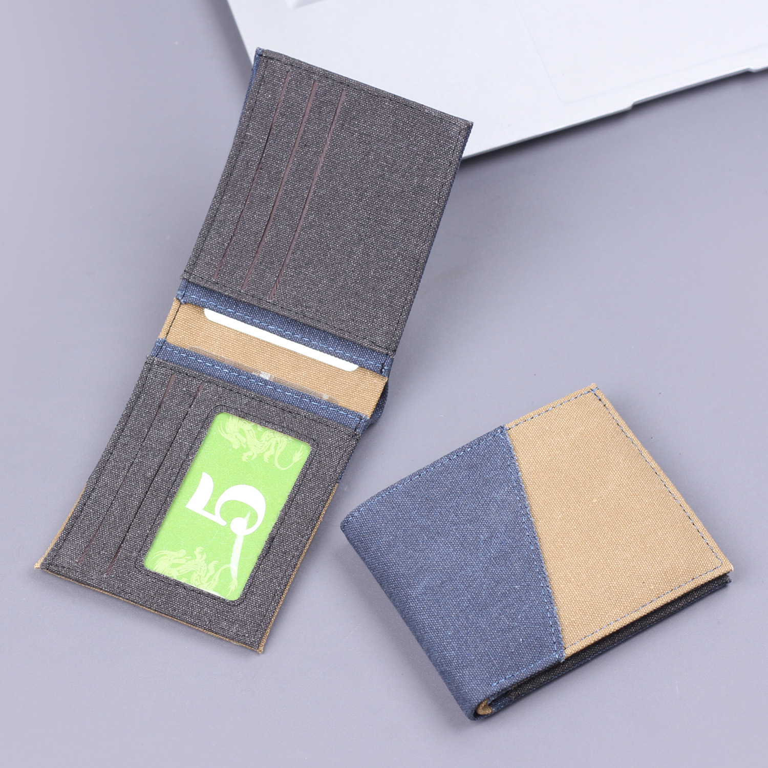 Canvas cartera corta cartera de denim para hombres cartera de tela suave nuevo producto cartera de cuero para hombres cartera de tarjetas en un hombre 9 tarjetas