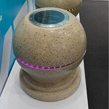 太阳能充电花岗岩挡车石球广场路障石球圆球大理石石墩小区拦路石