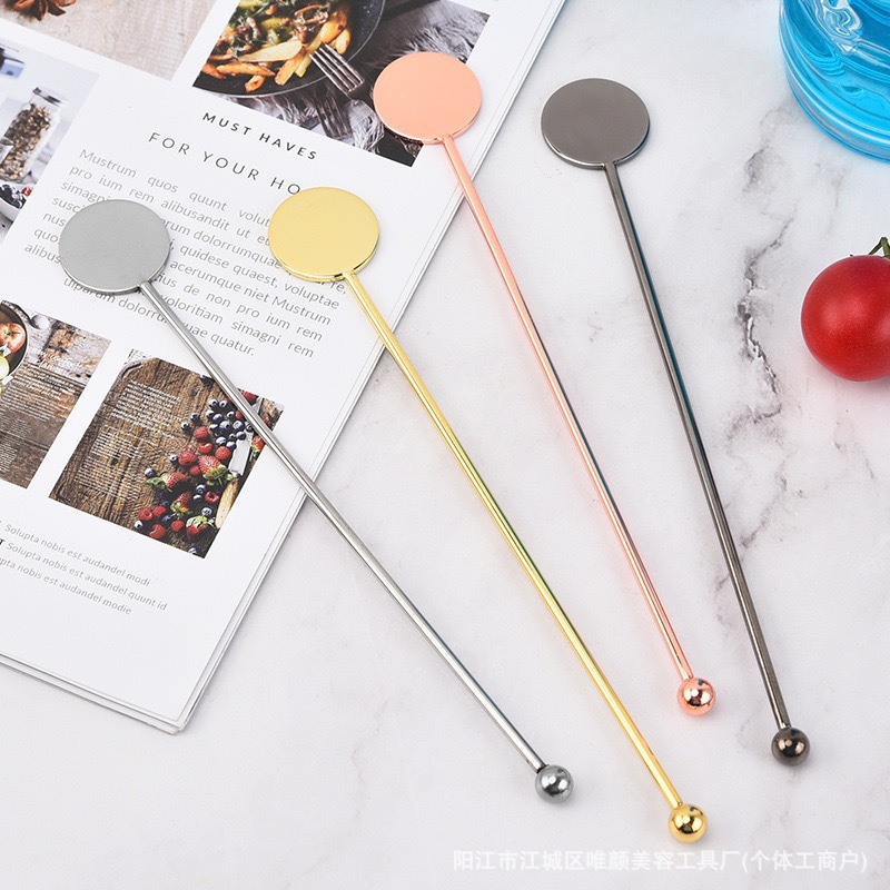 304 Stainless Steel Stirrer Round Brand Coffee Stirring Spoon Long Handle Ice Spoon Beverage Cocktail Stick Spoon Spoon