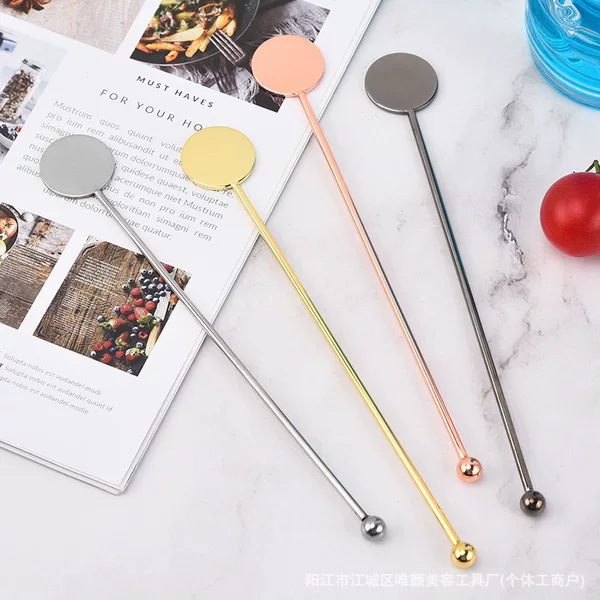 304 Stainless Steel Stirrer Round Brand Coffee Stirring Spoon Long Handle Ice Spoon Beverage Cocktail Stick Spoon Spoon