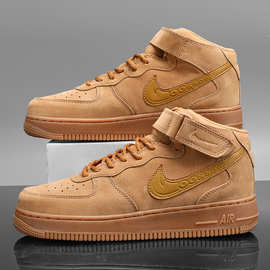 【莆田工厂】纯原空军一号小麦色高帮情侣鞋运动休闲男女百搭潮流