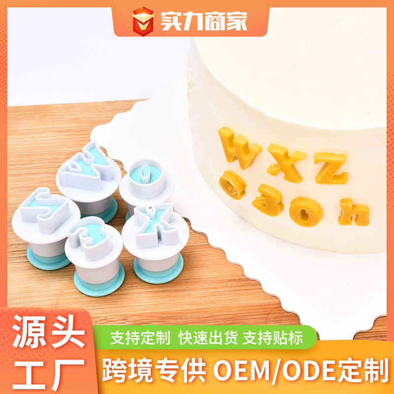 26 piezas caso plástico carta número galleta molde fondant cake molde para hornear herramientas de decoración