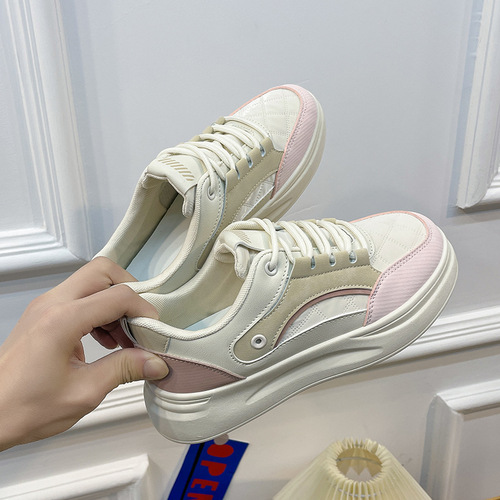 White shoes, versatile high street shoes for women,  new spring ins trendy campus style fashion sneakers, soft sole women's shoes