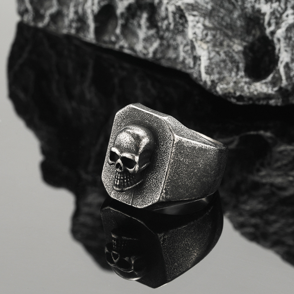 Punk Skull Titanium Steel Plating Men's Rings display picture 2