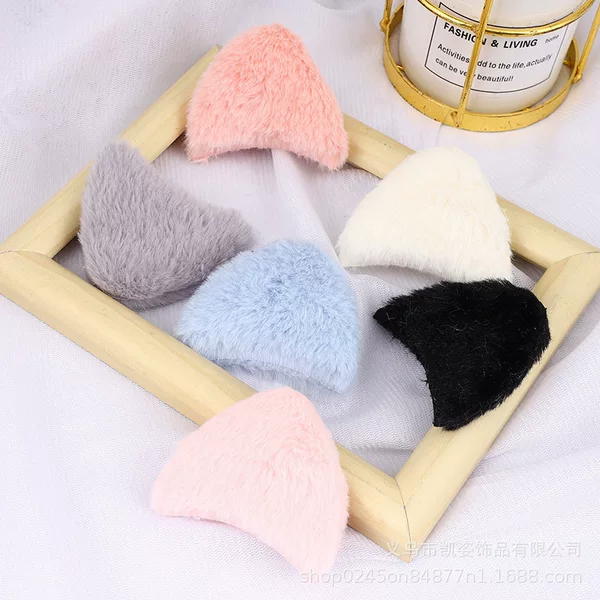 Korean style double-sided plush cat ears ultrasonic embossed headband hairpin children's clothing hair accessories DIY accessories