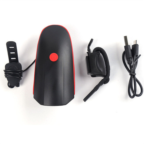7588 Bicycle USB rechargeable headlight horn mountain bike loud electric horn two-in-one car light horn bell