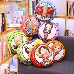 Poneglyph Round Plush Pillow Anime Merch Luffy Sanji Nami Nausicaä Pirate King Dual-Sided Print Character Nap Pillow