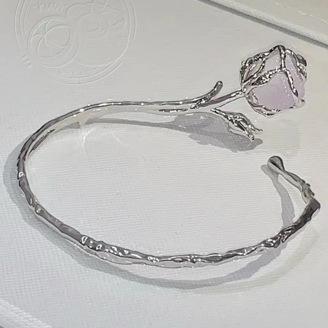 Púrpura ZIRCON espina Rosa pulsera nicho ins estilo simple elegante de alto grado frío estilo pulsera del todo fósforo