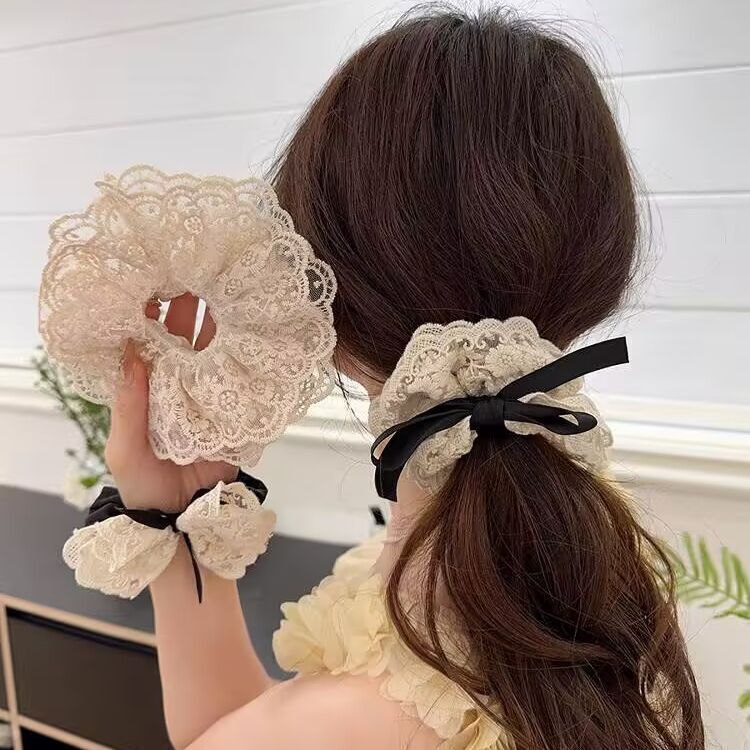 妖精のような気質〜レースのヘアゴム、蝶結び、花、サイド編み込み、カチューシャ、ローポニーテールヘアアクセサリー|undefined