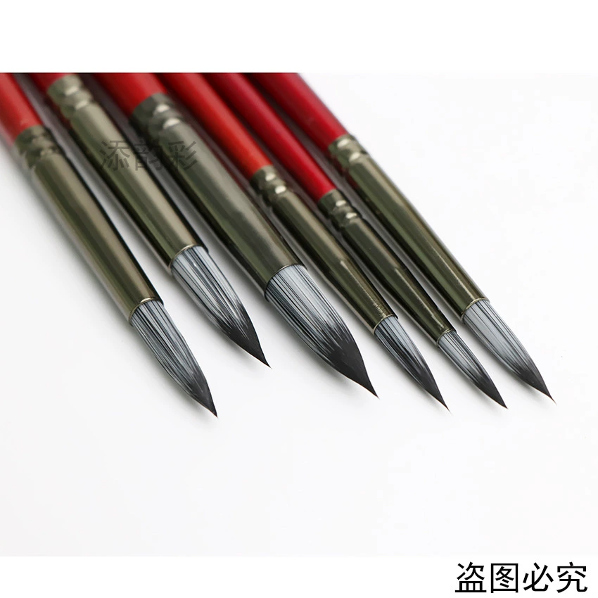 Acrylic, gouache, nylon watercolour, set, wooden writing brush, 6 pieces