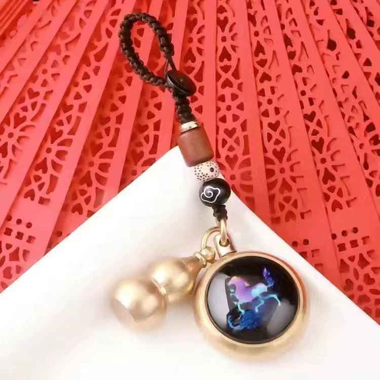Брелок из латуни, подвеска, украшение для сумки для мужчин и женщин, аксессуар, китайский гороскоп, киноварь, для удачи