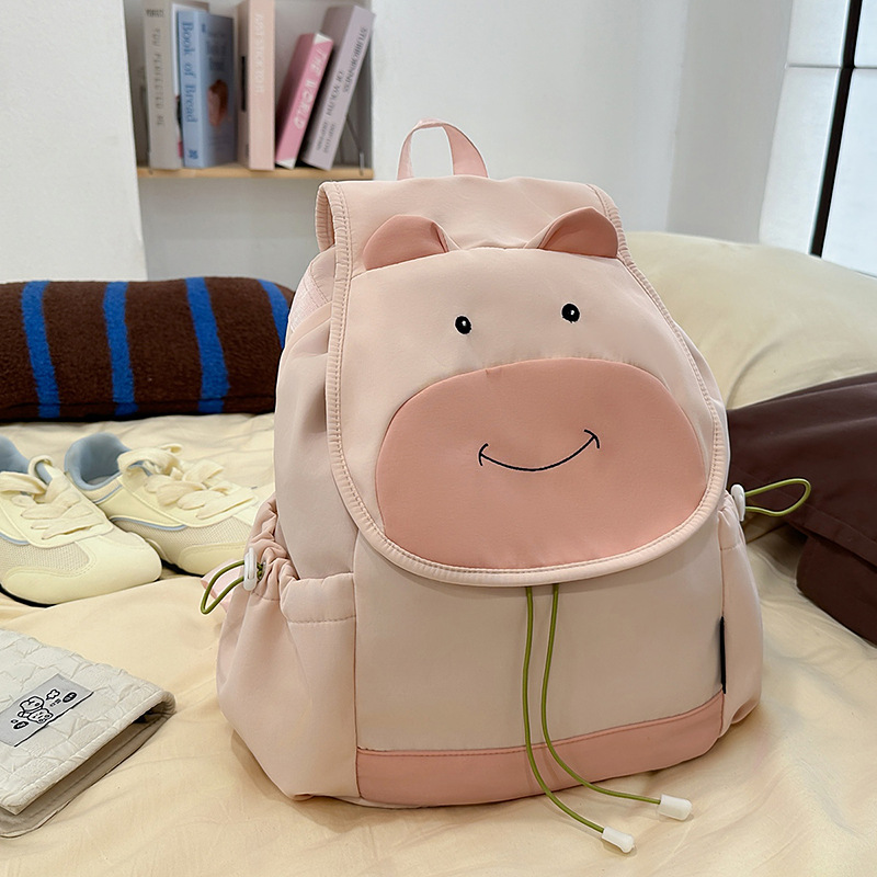 Mochila de niña de vaca linda, mochila de dibujos animados de gran capacidad, mochila extraña, literatura y arte fresca, mochila de estudiantes universitarios.