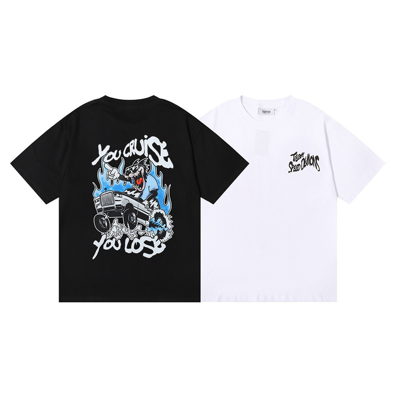 American Niche Fashion Brand Trapstar Crazy Truck Print Unisex Loose Casual Round Neck Short-Sleeved T-Shirt Wholesale American Niche Fashion Brand Trapstar Crazy Truck Print Unisex Loose Casual Round Neck Short-Sleeved T-Shirt Wholesale