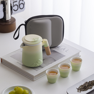 Gradient Color Travel Tea Set Portable Quick Cup One Pot Three Cups Ceramic Tea Pot Tea Cup with Filter