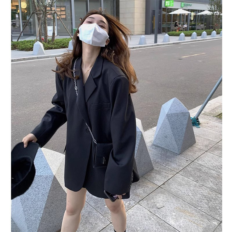 Grey Suit Jacket Women's Spring and Autumn 2025 New Korean Style oversize Small Casual Suit Loose Slimming