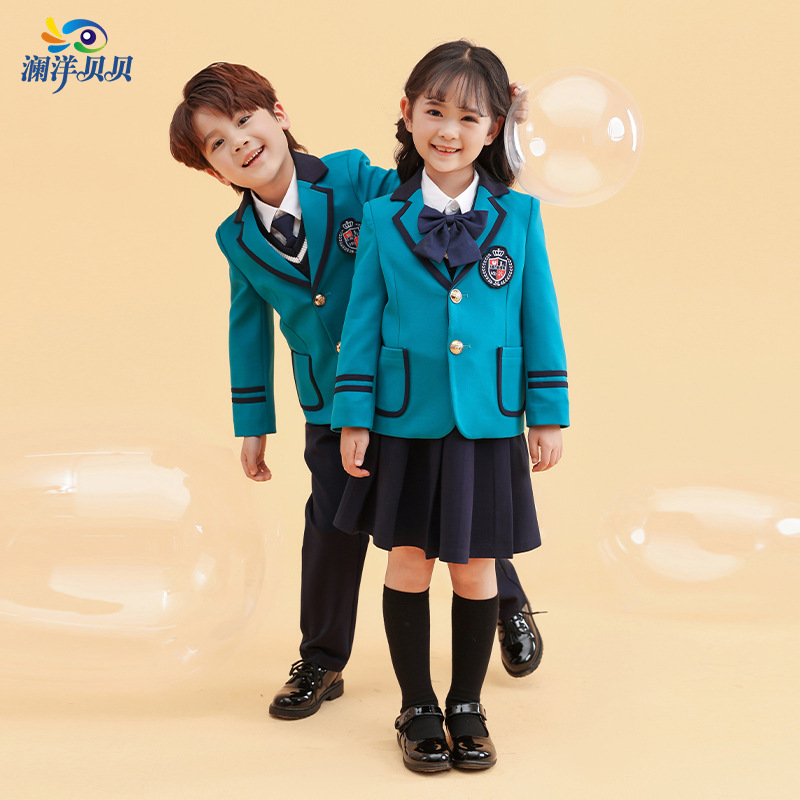 瀾洋貝貝校服廠家批發小學生英倫風班服套裝幼兒園園服兒童禮服潮