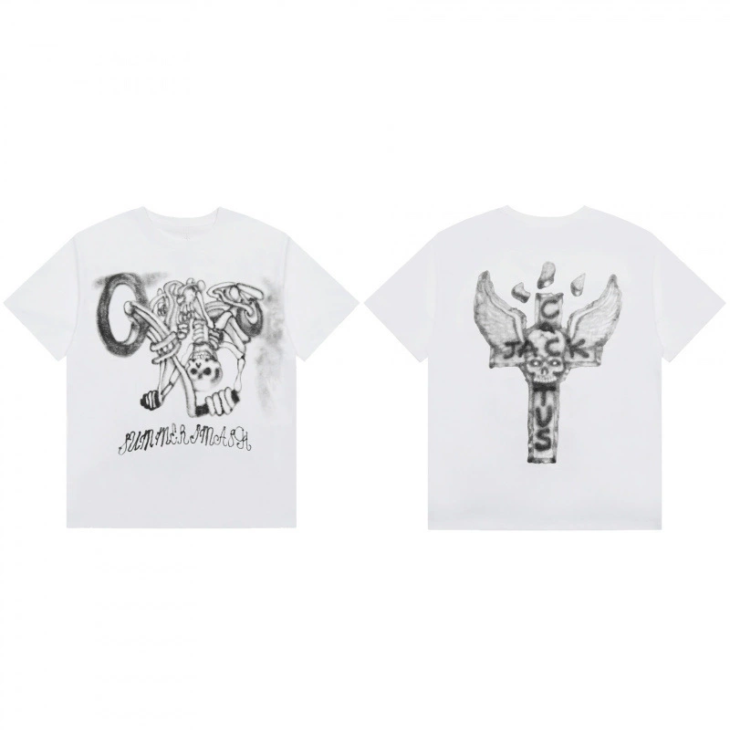 Travis Scott Cactus Jack Модная физиономия Роза стела рисунок повседневная футболка с коротким рукавом