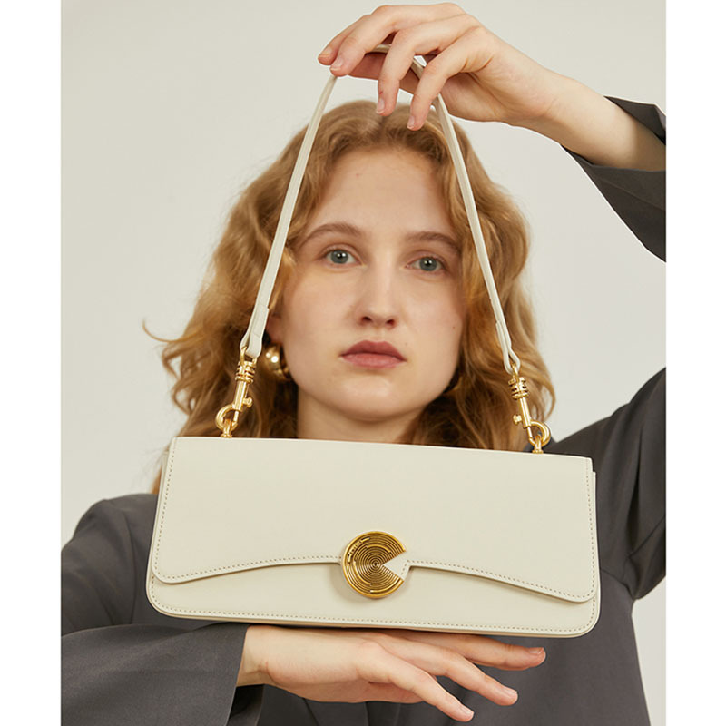 Genuine Leather Underarm Bag 2026 New Arrival Luxury Handheld Baguette Bag Women's Niche Crossbody Leather Shoulder Bag - Thumbnail 3