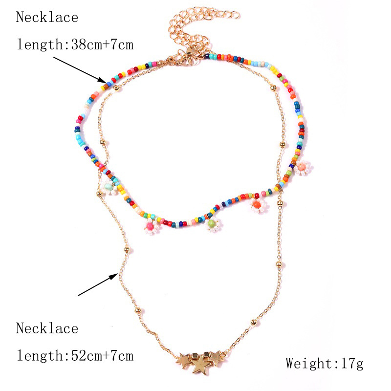 Bohemian flower multi-layer resin necklace