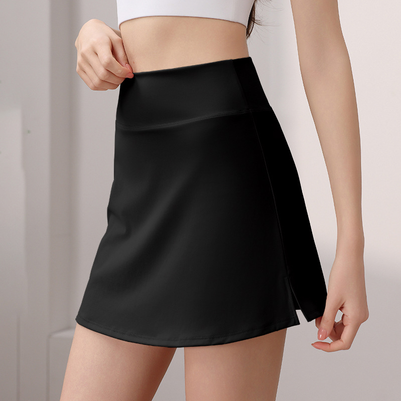 Nylon Sexy Yoga Hip-Covering Sports Short Skirt for Women Fake Two-Piece Anti-Exposure Skirt Fitness Tennis Culottes Summer