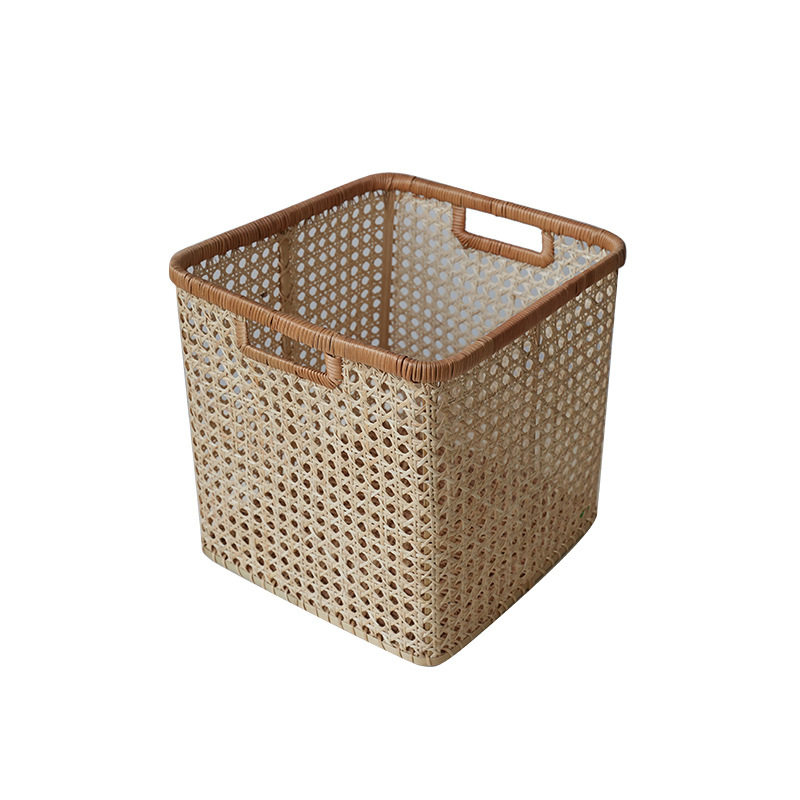 Cesta de almacenamiento de ratán Cesta de almacenamiento tejida a mano Marco grande Libro de CD de lujo ligero nórdico Almacenamiento en el hogar Artículos para el hogar