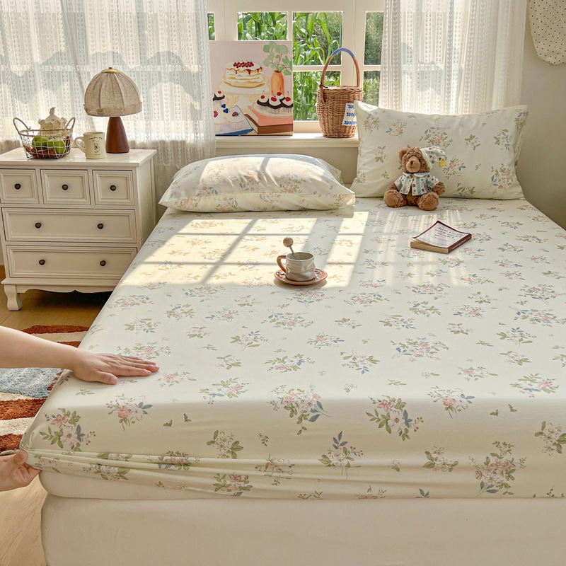 Pure Cotton Fresh Style Single Bed Sheet, Pure Cotton Fitted Sheet Three-Piece Set, Household Double Bed Cover, Dust Cover, Mattress Protector Pure Cotton Fresh Style Single Bed Sheet, Pure Cotton Fitted Sheet Three-Piece Set, Household Double Bed Cover, Dust Cover, Mattress Protector