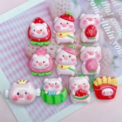 樹脂部品果物豚漫画かわいい材料冷蔵庫ソフトクリーム携帯電話ケースストラップdiyクリームゴム