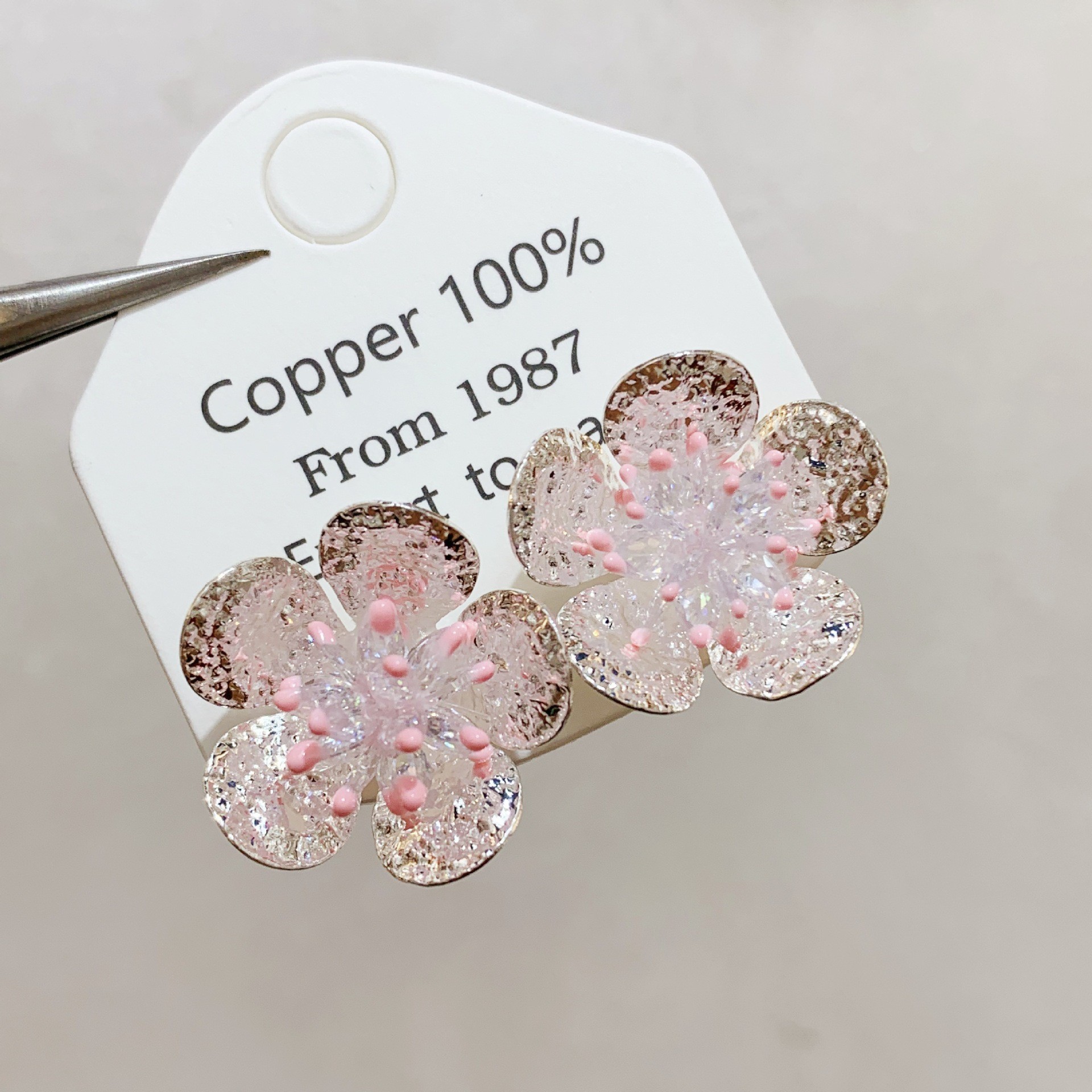 H0026A 핑크 꽃잎 귀걸이