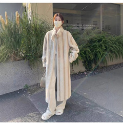 中古十字貂环保皮草水貂绒立领加厚毛毛外套女高级感过膝长款大衣