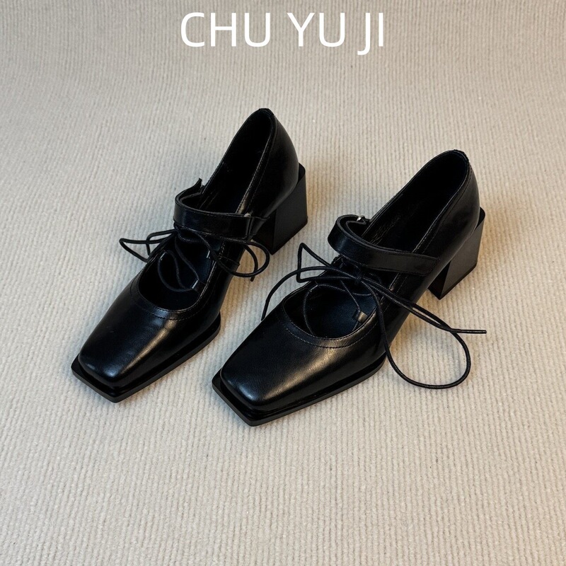 First Encounter with the British-Style Ballet-Inspired, Structured and Stylish Mary Jane Shoes for Women with Criss-Cross Straps, Square Toe, and Chunky High Heels First Encounter with the British-Style Ballet-Inspired, Structured and Stylish Mary Jane Shoes for Women with Criss-Cross Straps, Square Toe, and Chunky High Heels
