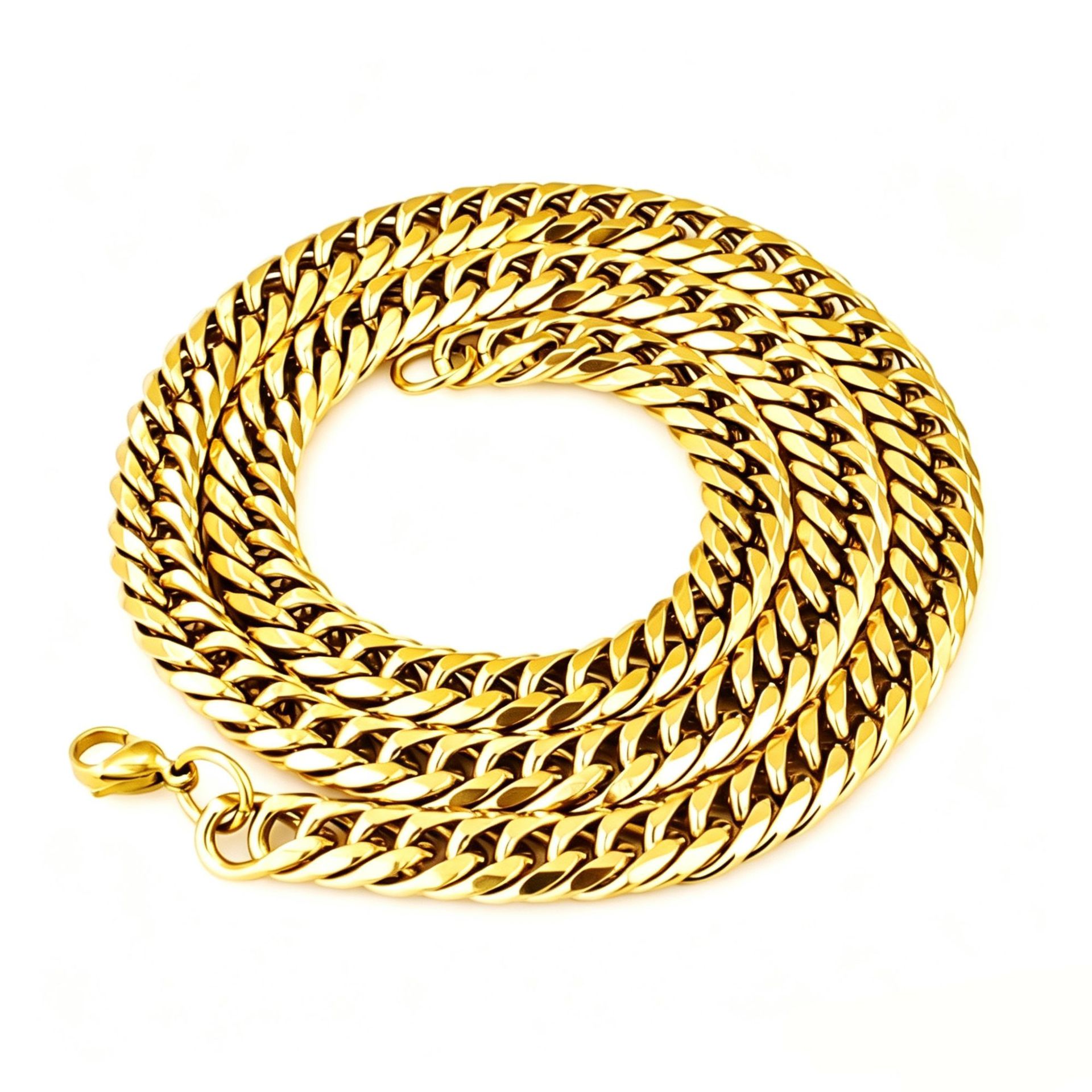 2025 k-estilo de tendencia creativa personalizada, collar de acero inoxidable y titanio, pulsera, cadena para hombres, hebilla cuadrada, cadena cubana para hombres