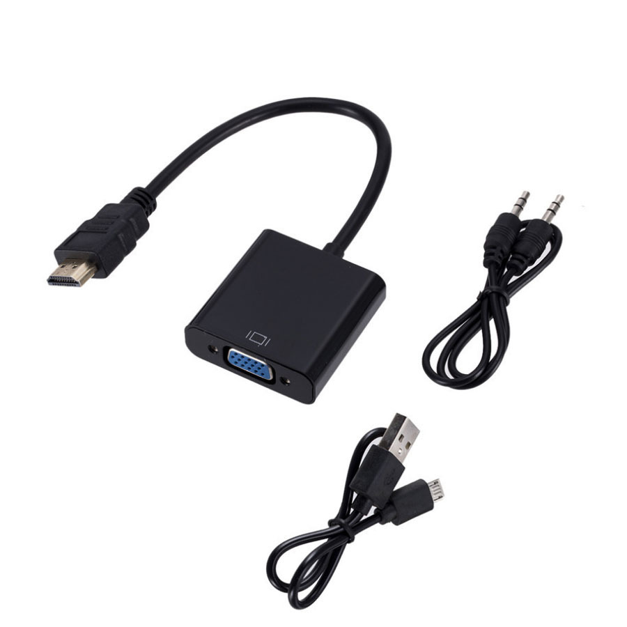 高清HDMI转VGA转接线带音频供电HDMI to VGA电脑转液晶电视投影仪