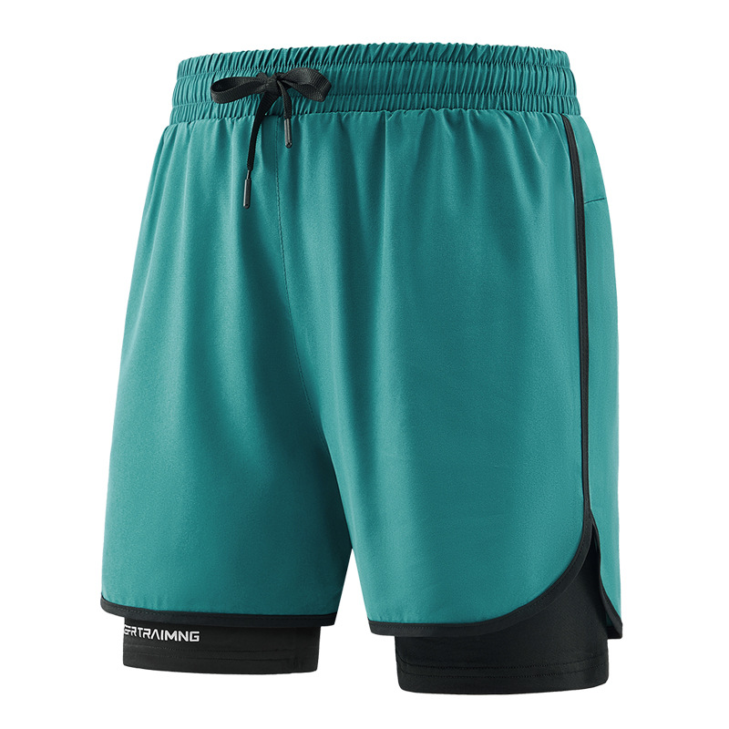 Pantalones cortos deportivos de secado rápido para hombres de verano pista y campo maratón correr pantalones de acondicionamiento físico falsos dos pantalones de entrenamiento de luz