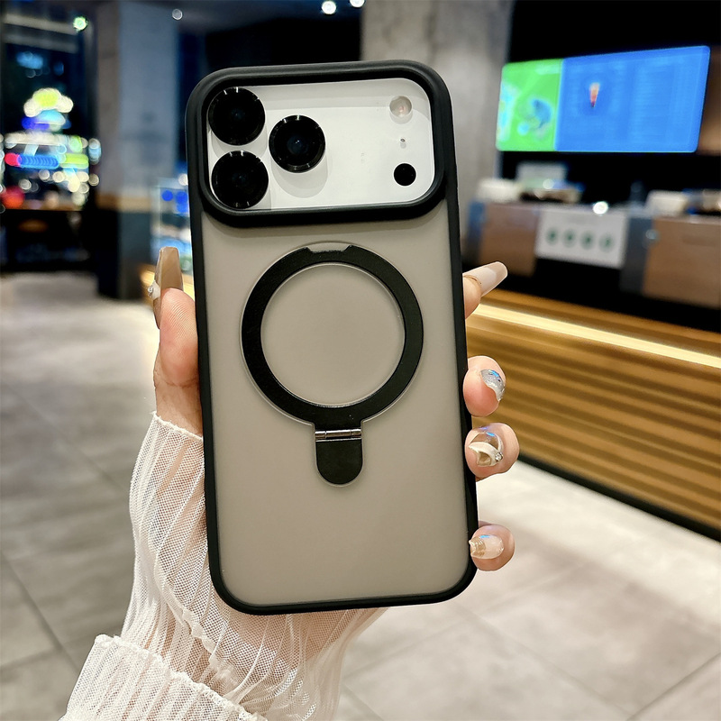 适用iPhone17Promax手机壳磨砂肤感苹果16磁吸支架全包防摔保护套|undefined