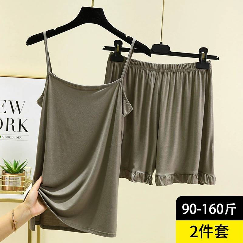Pijama, summer set sleevless for leisure, simple and elegant design, lifting effect, plus size