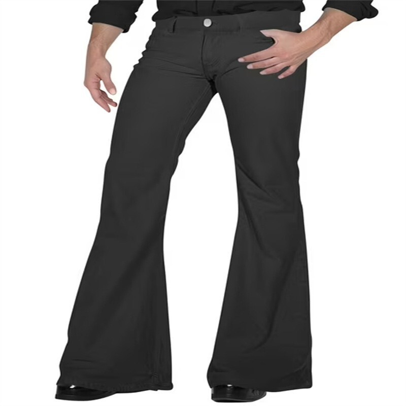 2025 Men's Amazon New Solid Color Slim Fit Stretch Urban Casual Flared Pants