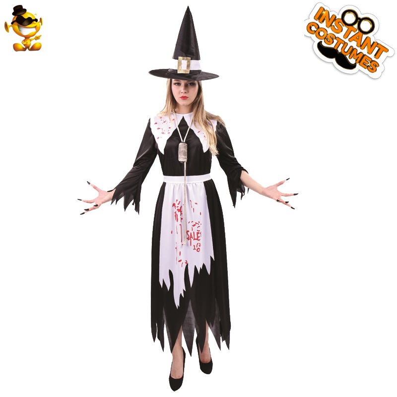 Las mujeres adultas de Halloween ensangrentado bruja partido traje gran hembra bruja etapa papel juego image 4