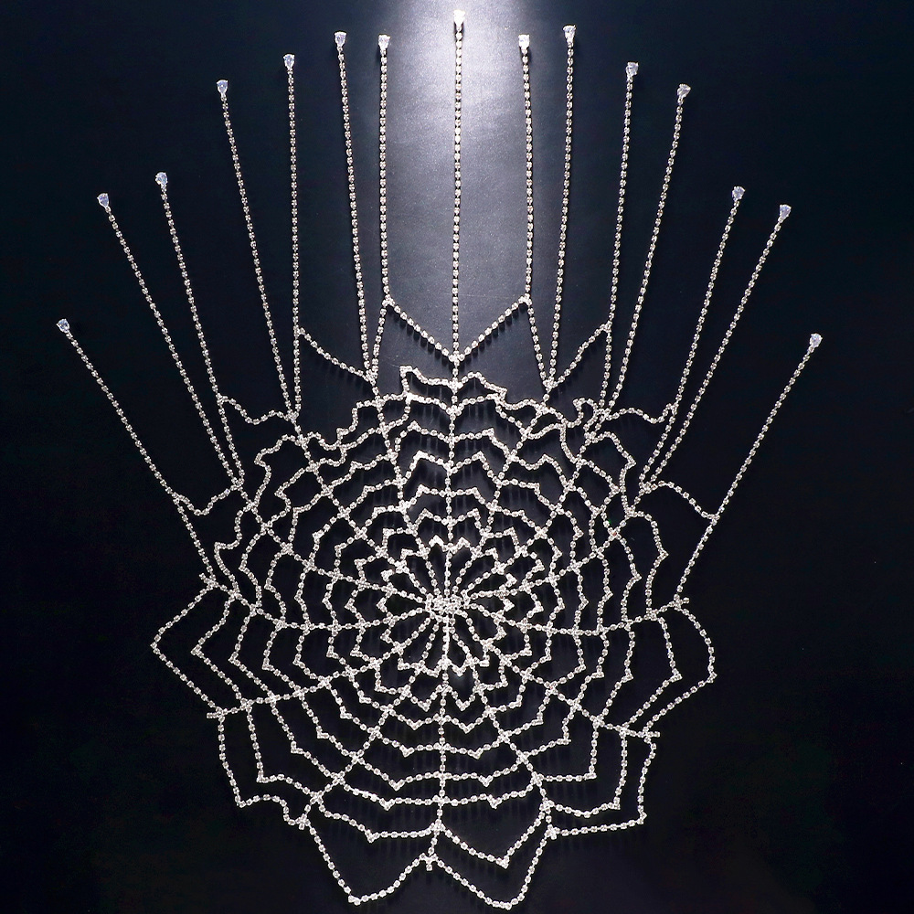 Tendencia europea y americana rhinestone diadema personalidad exagerada malla borla cadena del pelo accesorios de Halloween headwear