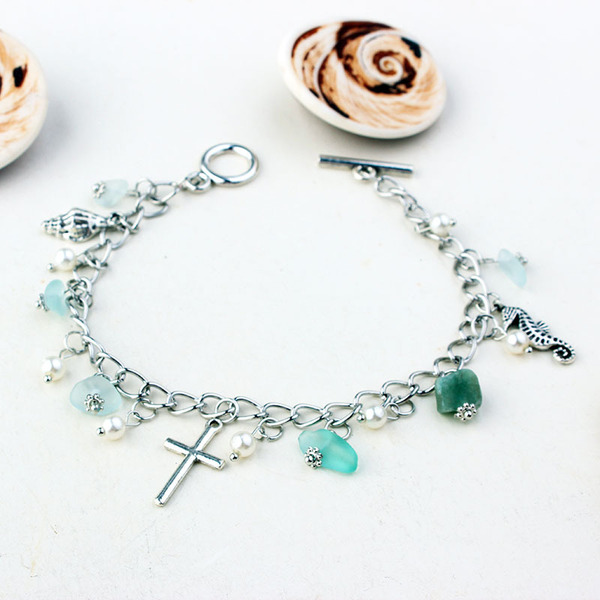 Sapphire ankle bracelet pearl for yoga