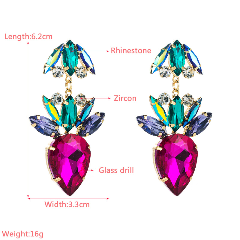 Exaggerated Geometric Alloy Inlay Rhinestone Zircon Earrings 1 Pair display picture 1