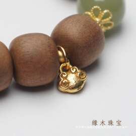 天然老山檀檀香 莲花 天然蜜蜡 s925银配饰 和田玉 diy设计款手串