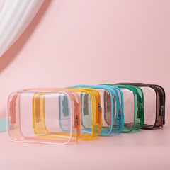 Pvc化粧バッグ透明防水大容量化粧品旅行収納バッグ現物プラスチックジッパー洗面袋